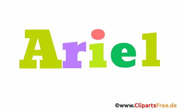 Ariel Vorname für Mädchen - Namensbilder aus bunten Buchstaben