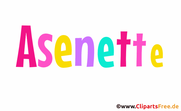 Asenette Vorname für Mädchen - Namensbilder aus bunten Buchstaben