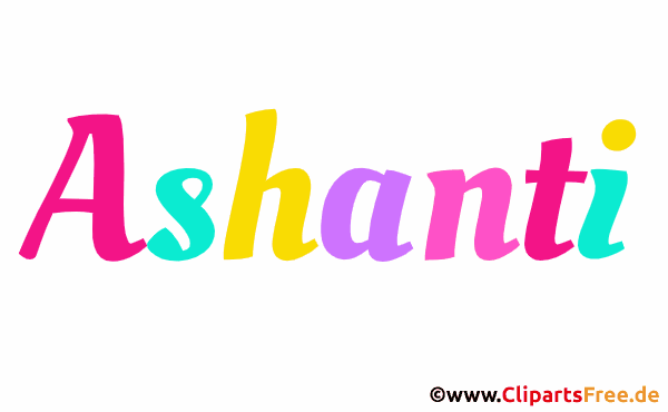 Ashanti Vorname für Mädchen aus bunten animierten Buchstaben