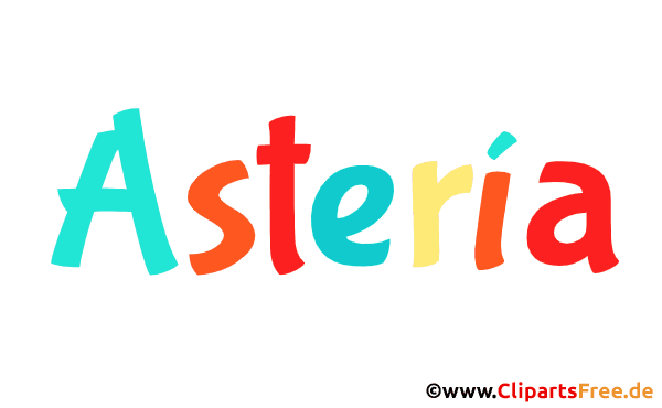 Astería Vorname für Mädchen - Namensbilder aus bunten Buchstaben