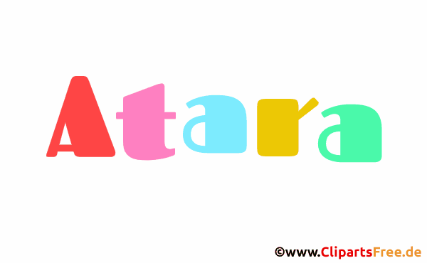 Atara Vorname für Mädchen - Namensbilder aus bunten Buchstaben