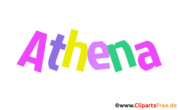 Athena Vorname für Mädchen aus bunten animierten Buchstaben
