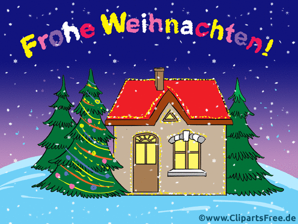 Animierte Karte Frohe Weihnachten mit Schneefall Gif