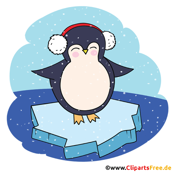 Fallender Schnee in Antarktis mit Pinguin auf Eis Gif Animation