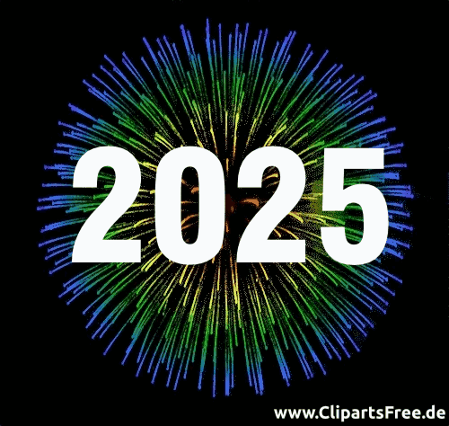 Feuerwerke und Zahl 2025 Animation zum Silvester