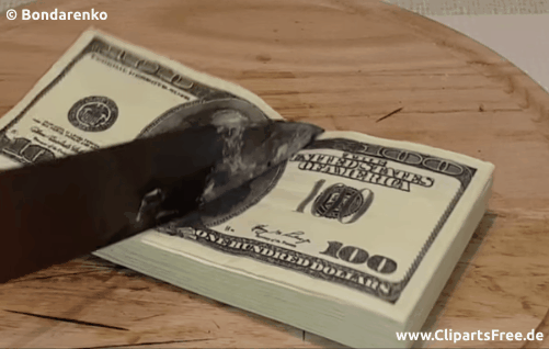 Geldscheine und glühender Messer Video to Gif