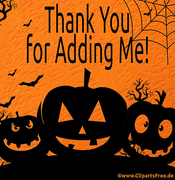 Danke für die Aufnahme in die Gruppe - Halloween Bild zum Teilen in Social Media