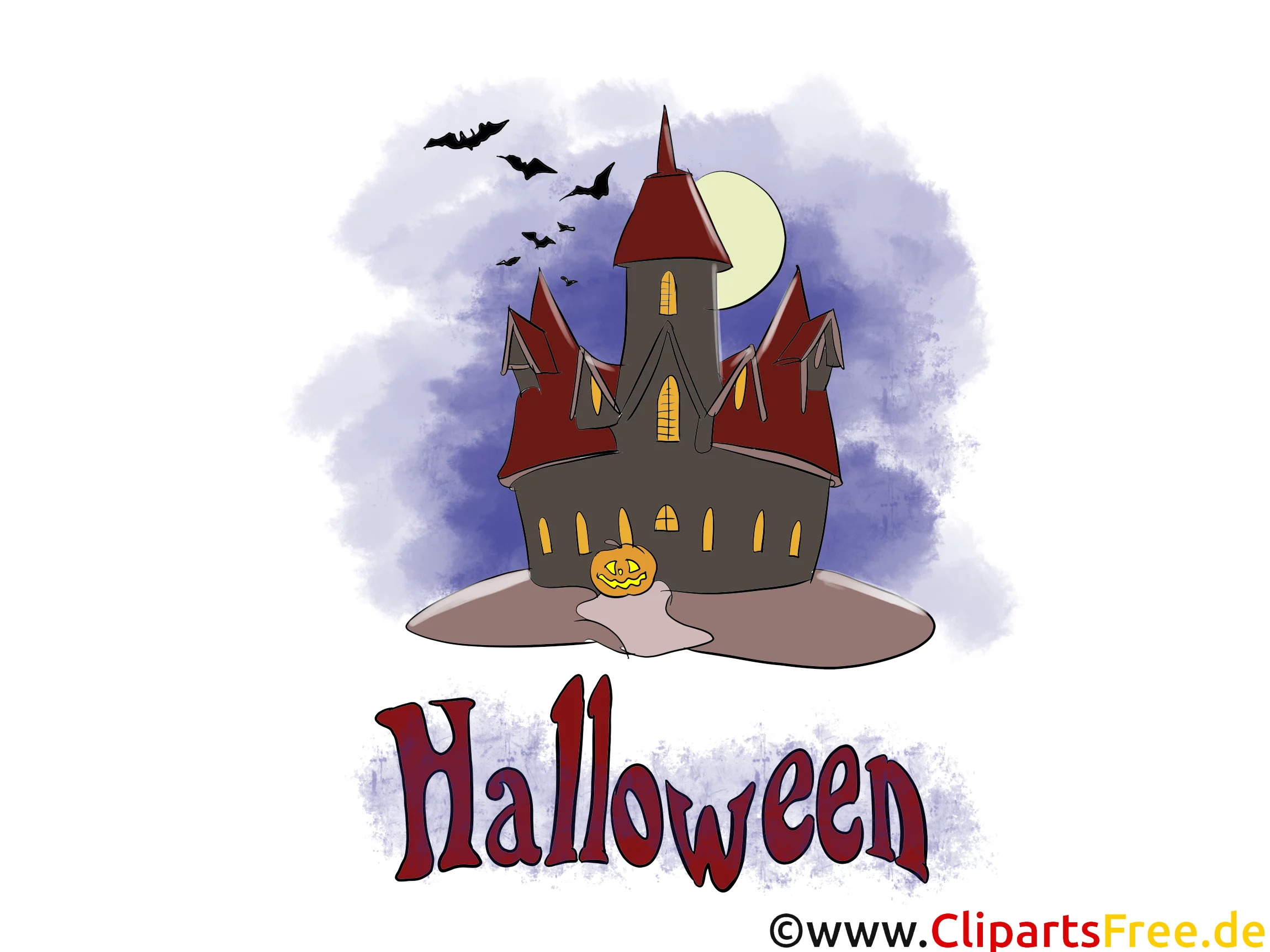 Gruseliger Schloss - Illustrationen, Bilder, Grafiken, Cliparts, Comics, Cartoons zu Halloween