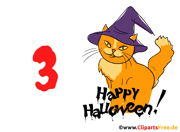3 Tage Halloween Countdown Gif-Animation mit Katze