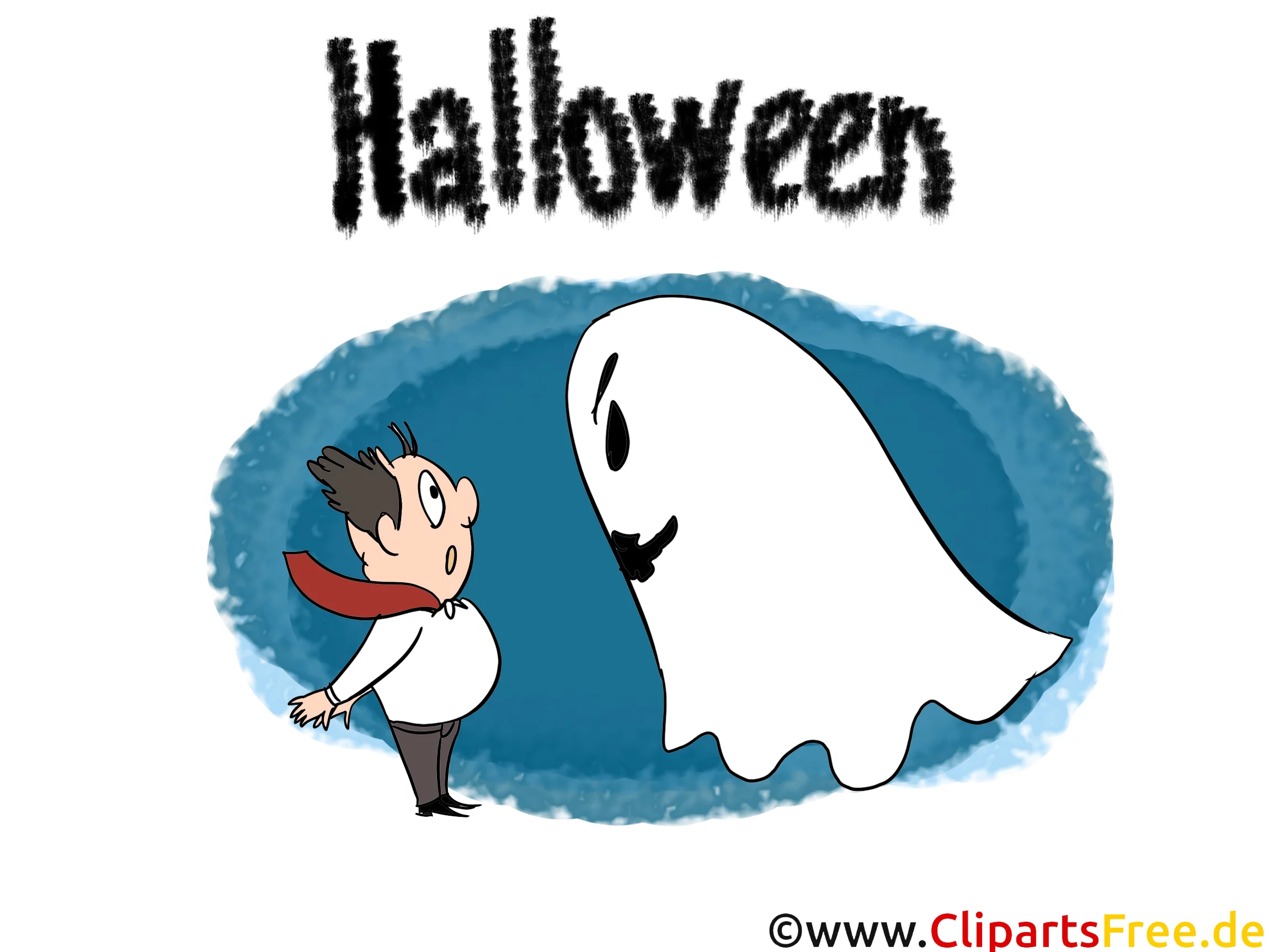 Halloween Einladungskarten basteln mit Gespenster - CLipart, Bild, Cartoon