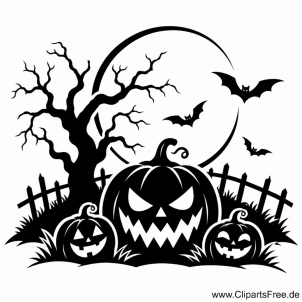 Halloween Clipart mit Kürbisses in klassischen Stil