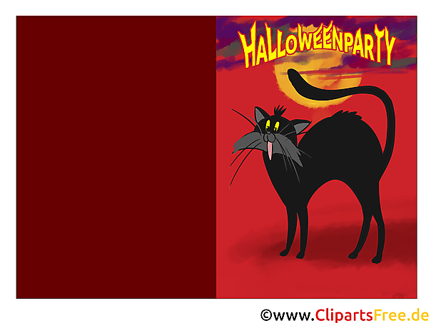 Gruselparty Einladung Vorlage - Schwarze Katze Clipart, Bild