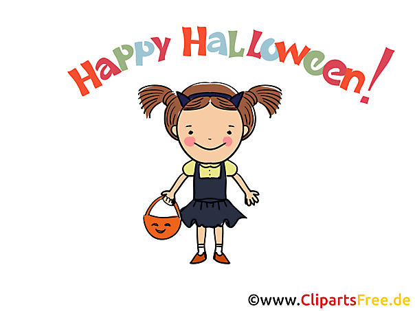 Halloween Grusskarte Maedchen