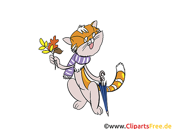 Cartoonbilder gratis - Kater mit Brille und Regenschirm Cartoonbilder gratis - Kater mit Brille und Regenschirm