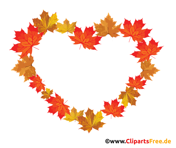 Foto-Rahmen aus Ahornnlättern in Form eines Herzen PNG transparent