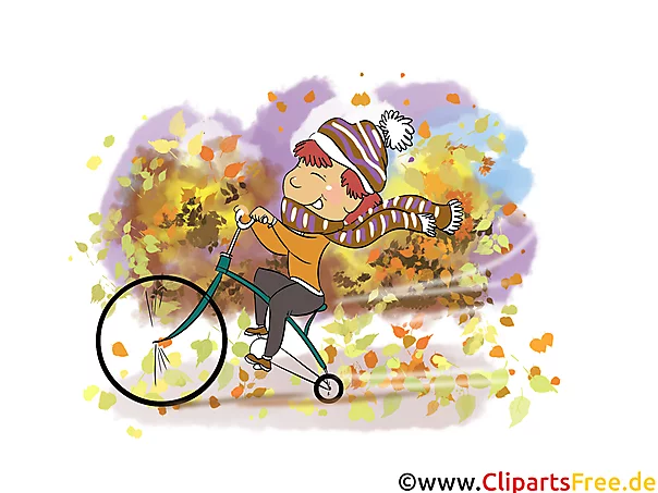 Herbst Bilder kostenlos - Junge fährt Fahrrad im Park