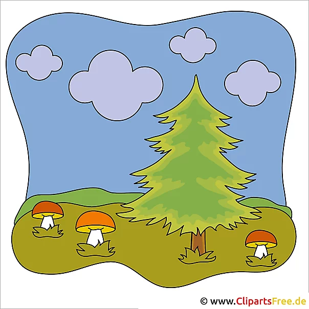 Pilze im Wald Clipart - Herbst Bilder kostenlos