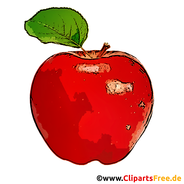 Roter Apfel mit grünen Blättern Clipart, Bild, Cartoon