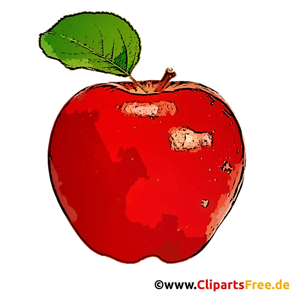Roter Apfel mit grünen Blättern Clipart, Bild, Cartoon