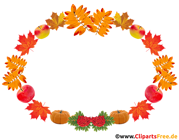 Zierrahmen zum Thema Herbst - Blätter, Äpfel, Kürbis