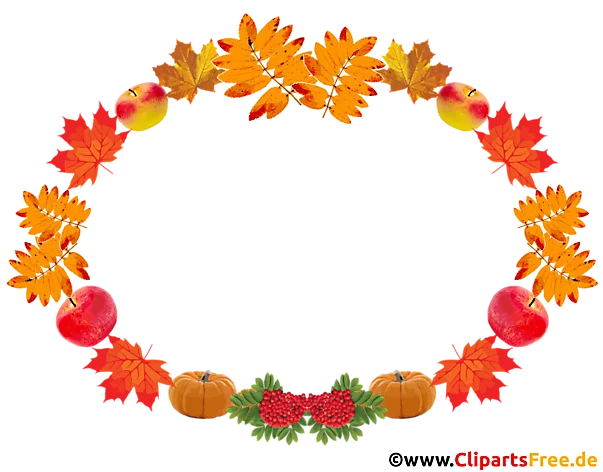Zierrahmen zum Thema Herbst - Blätter, Äpfel, Kürbis