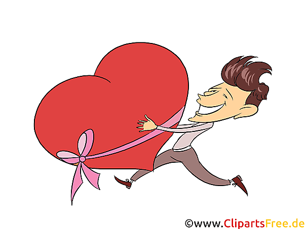 Ein Mann mit großem roten Herzen Clipart, Illustration, Bild Ein Mann mit großem roten Herzen Clipart, Illustration, Bild