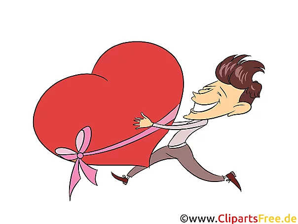 Ein Mann mit großem roten Herzen Clipart, Illustration, Bild