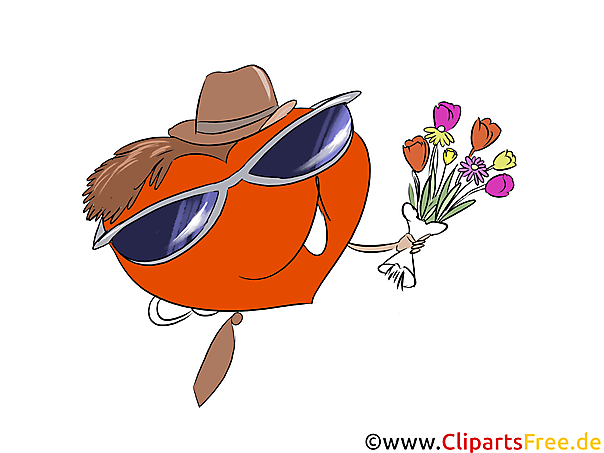 Herz mit Hut, Blumenstrauß - Clipart-Bilder zum Thema Liebe Herz mit Hut, Blumenstrauß - Clipart-Bilder zum Thema Liebe