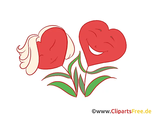 Zwei Herzen als Blumen stilisiert Bild, Grafik, Clipart
