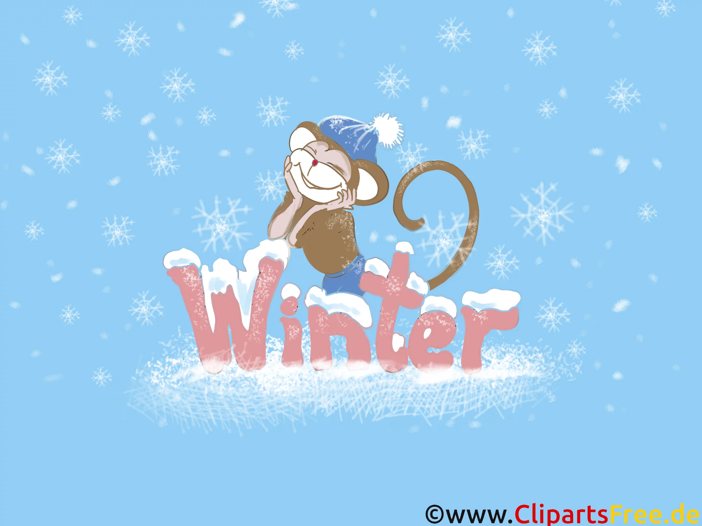PC Hintergrundbild Affe Neujahr, Winter, Schnee, Silvester, Weihnachten