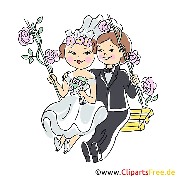 Braut und Bräutigam Clipart, Illustration für Karte selbst gestalten