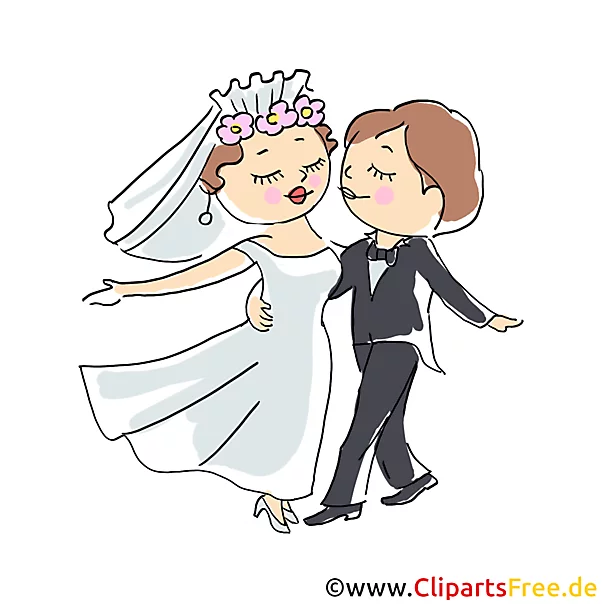 Hochzeitspaar glücklich Clipart, Illustration in Hochauflösung zur Gestaltung von Karten