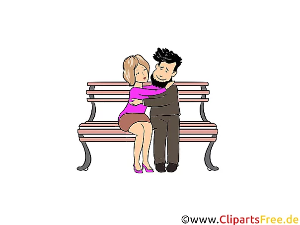Clip Art Liebespaar auf der Bank