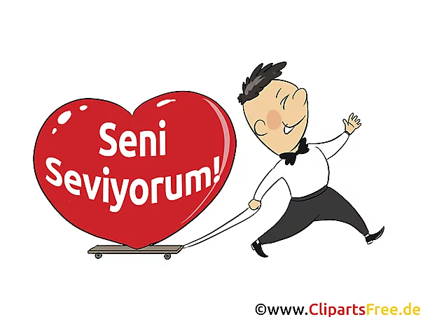 Ich liebe dich Türkisch Grusskarte, Clipart, Grafik, E-Karte