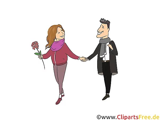 Verliebtes Paar Mann und Frau Clipart, Bild, Illustration in Farbe