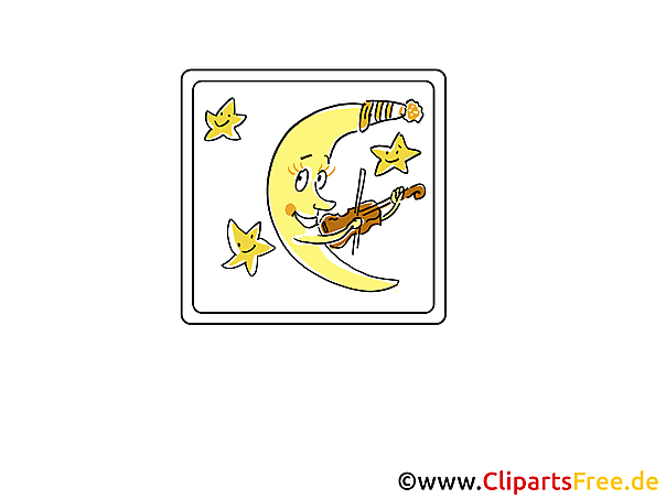 Mond spielt Geige  Icon, Bild, Clipart, Grafik