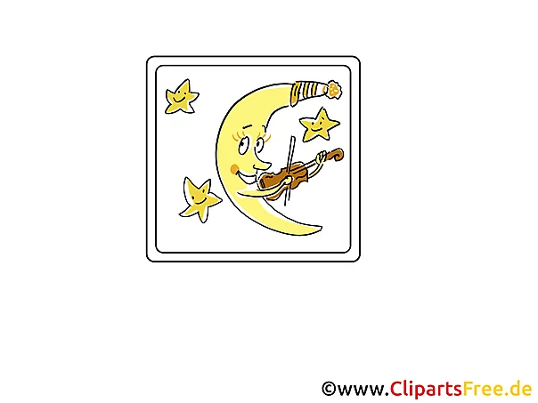Mond spielt Geige  Icon, Bild, Clipart, Grafik