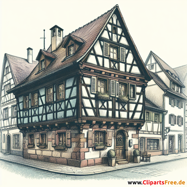 Altes Fachwerkhaus Clipart - Bilder zum Thema Architektur