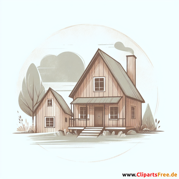 Haus aus Holz Clipart - Bilder zum Thema Architektur