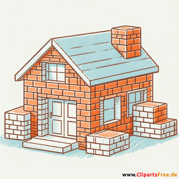 Haus aus Ziegelsteinen Clipart - Bilder zum Thema Immobilien