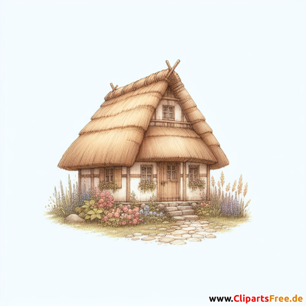 Reetdachhaus Clipart - Bilder zum Thema Immobilien