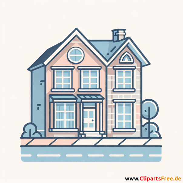 Stadthaus mit großen Fenstern Clipart - Bilder zum Thema Architektur
