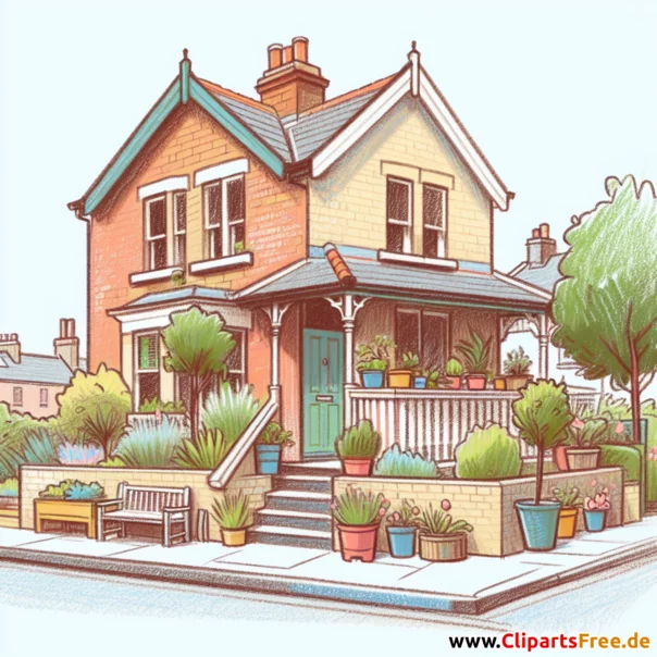 Terrassenhaus Clipart - Bilder zum Thema Immobilien