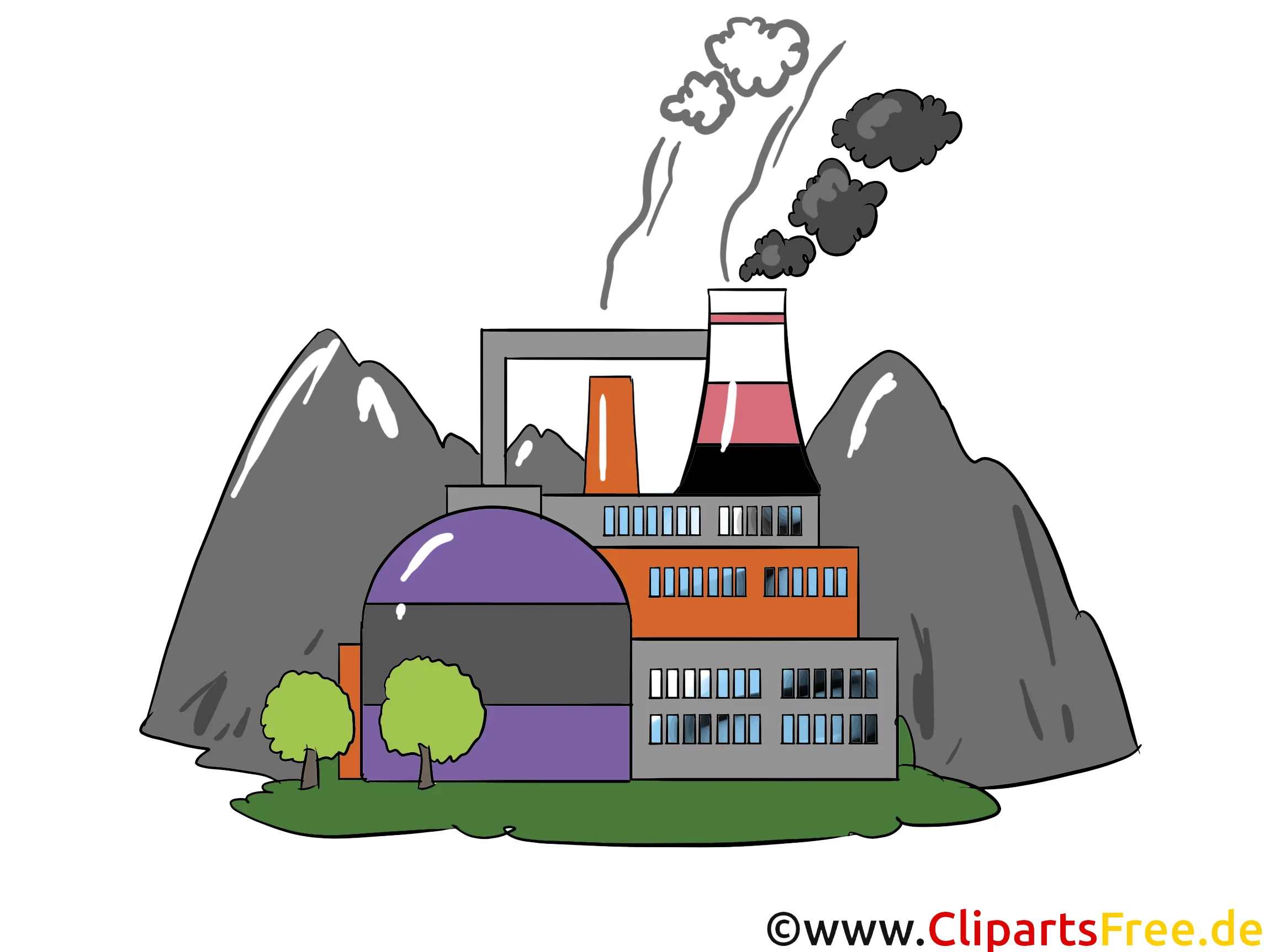 Werk, Fabrik - Industrie Cliparts, Wirtschaft Bilder, Business Grafiken, Illustrationen