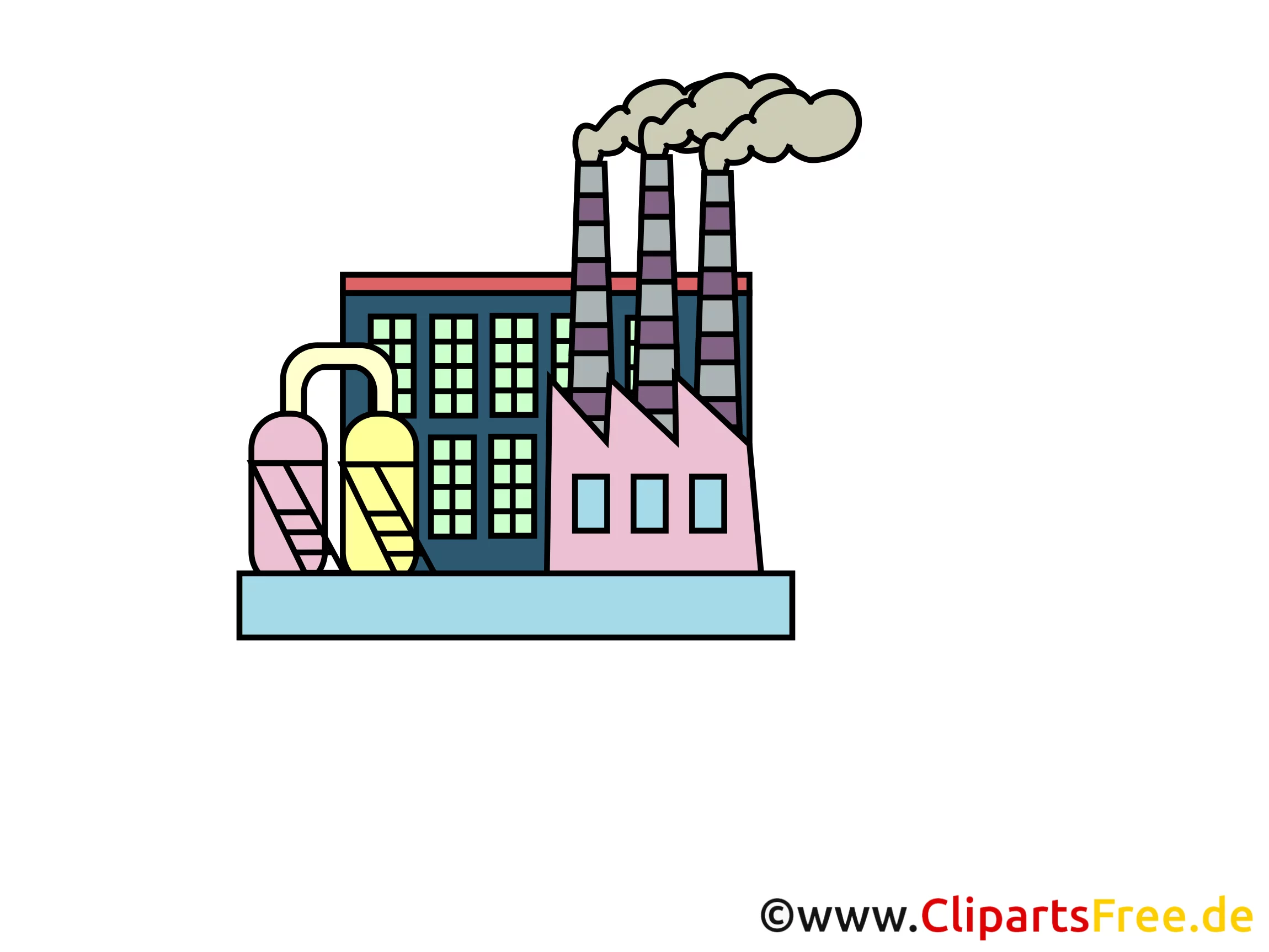 Werk mit Schornsteinen Bild, Clipart, Illustration, Grafik kostenlos