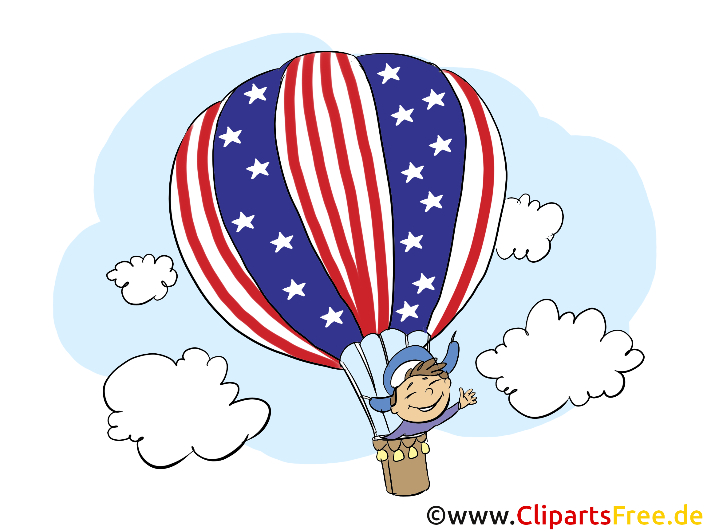 4 Juli Amerika Clipart, Bild, Grusskarte gratis