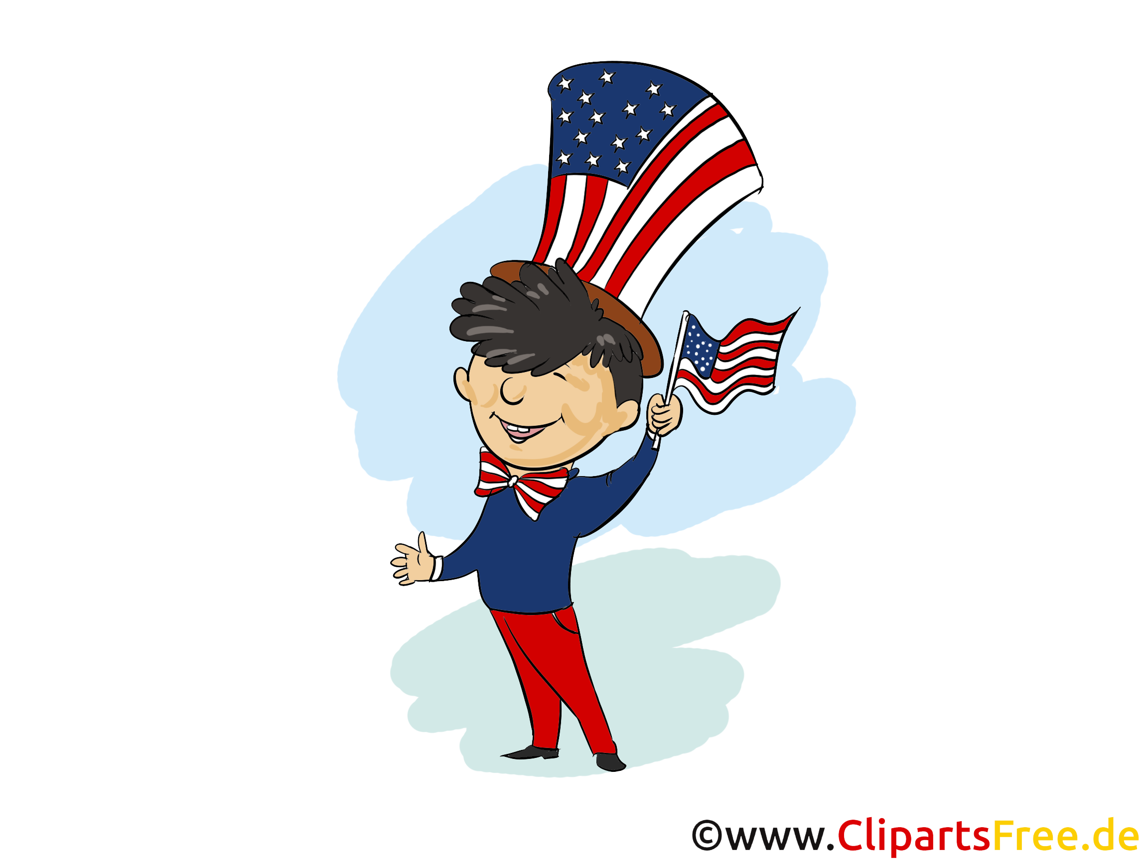 4 Juli Feiertag Clipart, Bild, Grusskarte, Cartoon gratis