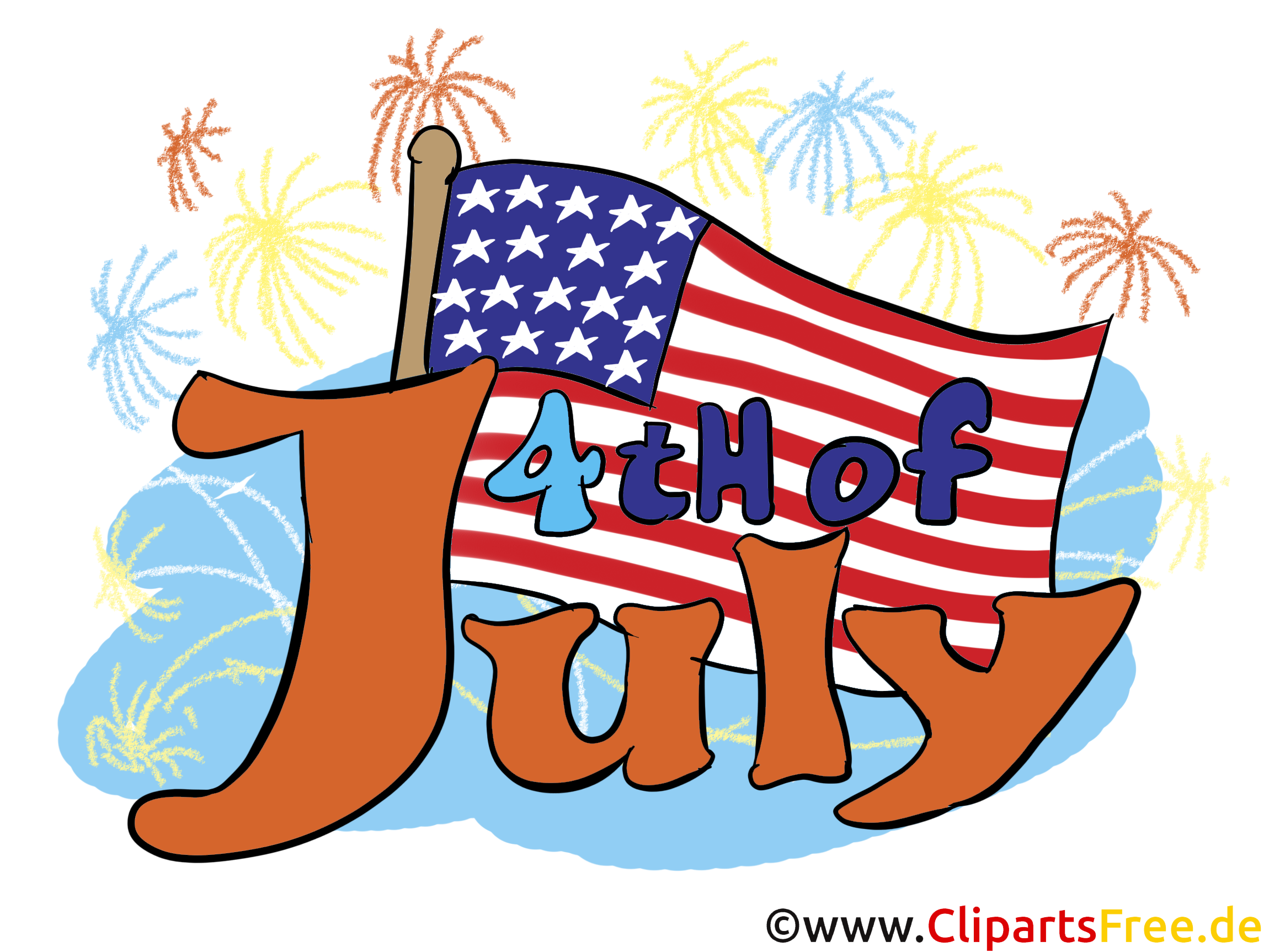 4th July Flags Clipart, Greeting Card, Image