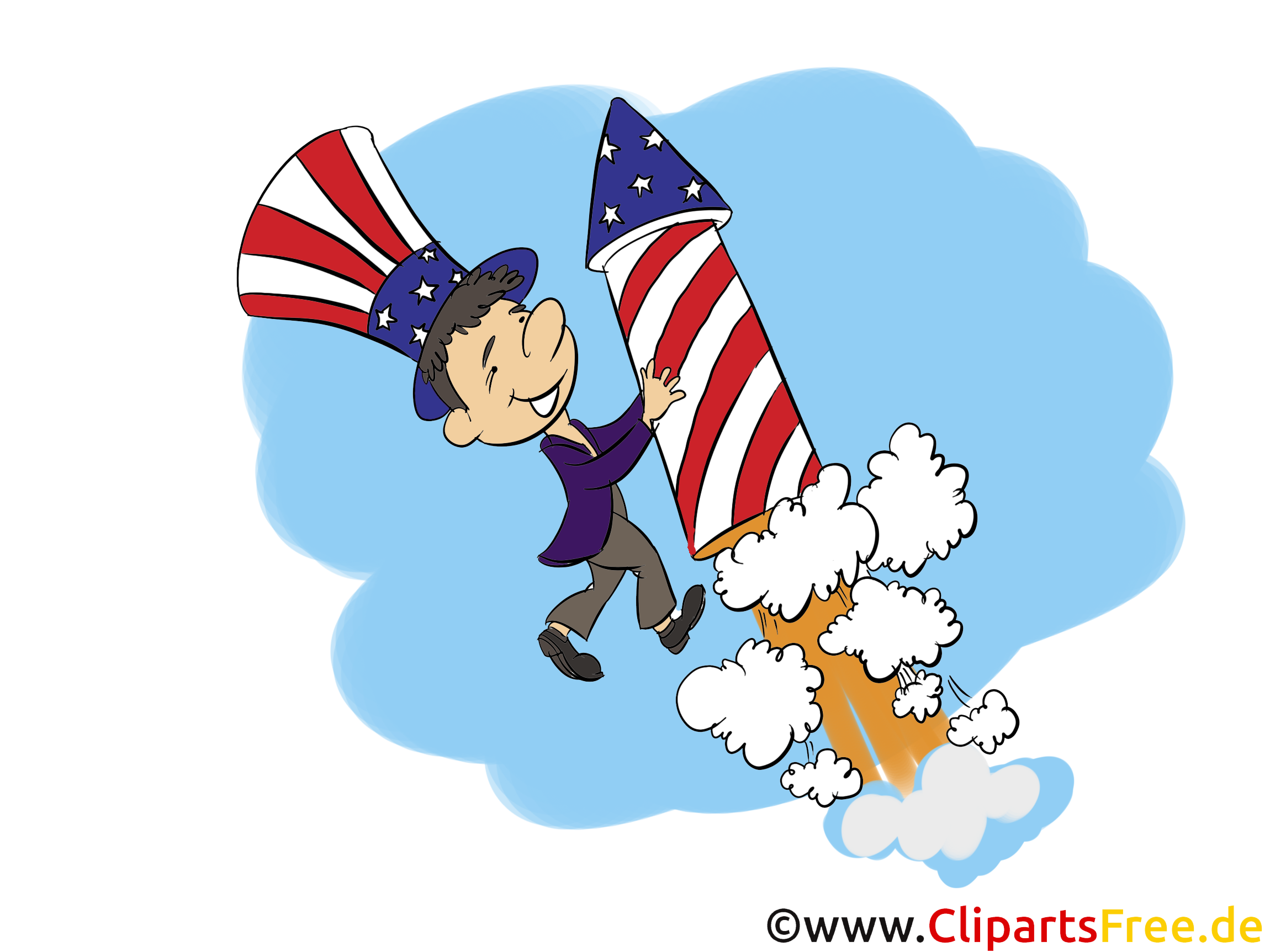 4th of July Fireworks Clipart, Bild, Grusskarte gratis