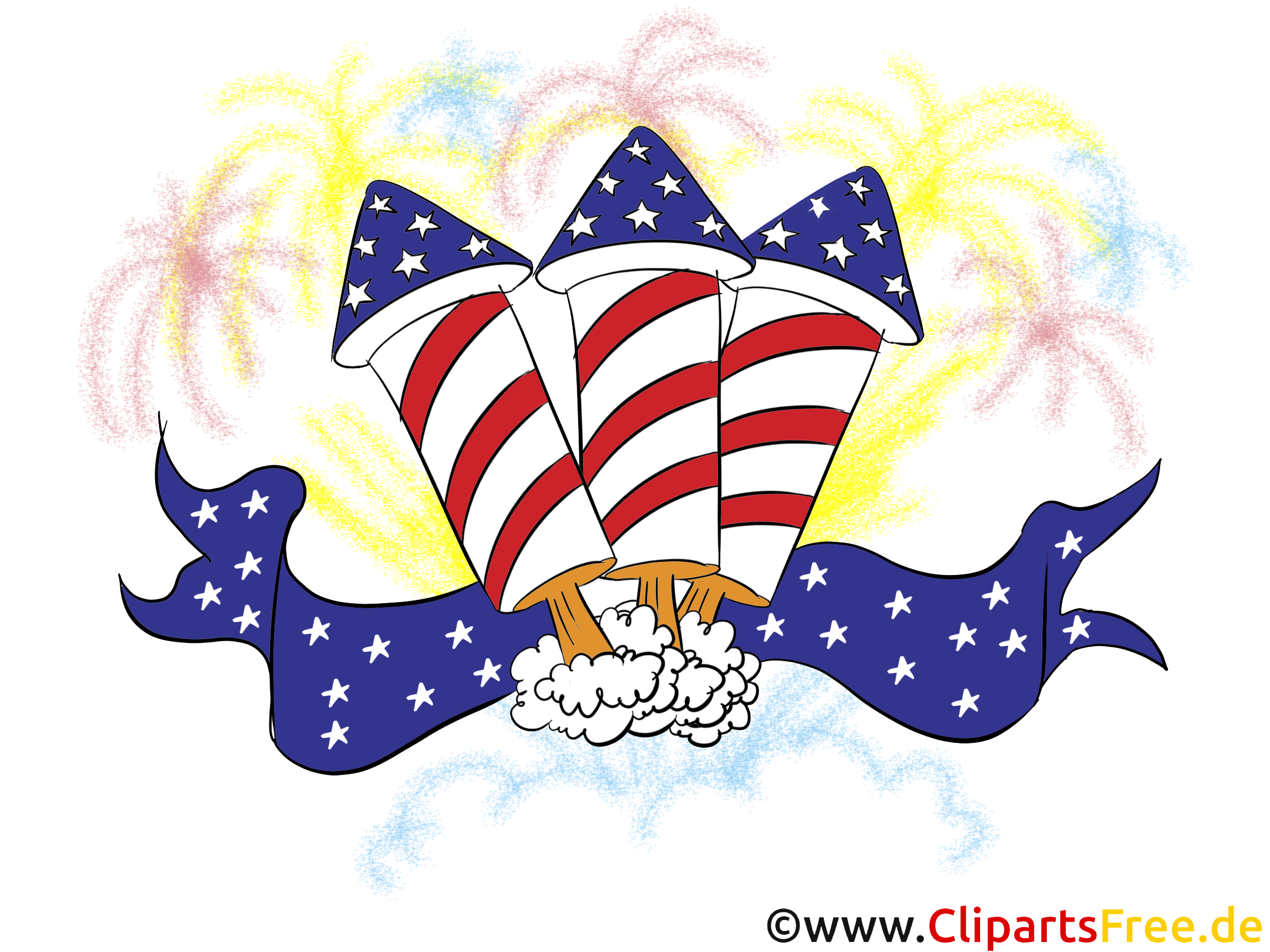 Firework Clipart 4 July, Bild, Grusskarte gratis